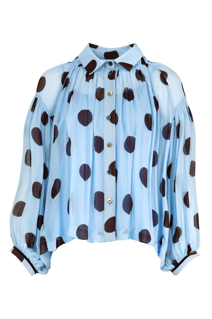 TWEEDLE DEE Blouse (Blue / Chocolate spot)