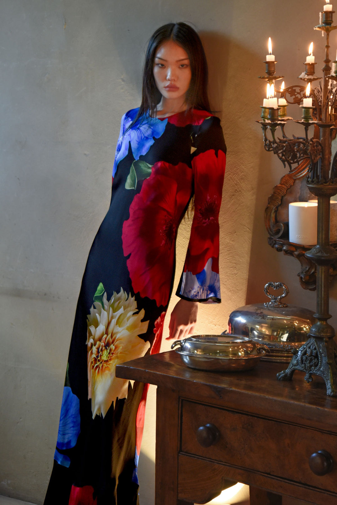 GLOW FOR IT Dress (Black Floral)