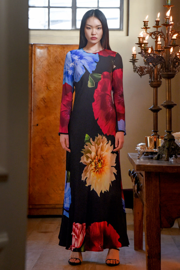 GLOW FOR IT Dress (Black Floral)