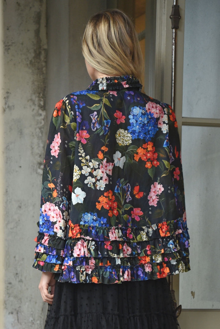 YOU GIVE ME THE FRILLS Blouse (Black Floral)