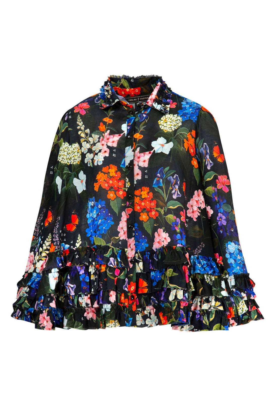 YOU GIVE ME THE FRILLS Blouse (Black Floral)