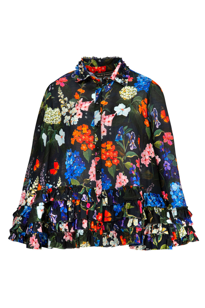 YOU GIVE ME THE FRILLS Blouse (Black Floral)