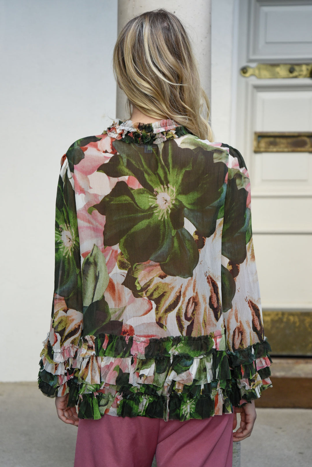 YOU GIVE ME THE FRILLS Blouse (Pink / Green Floral)