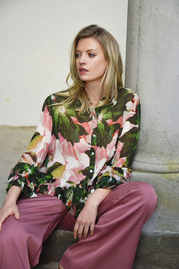 YOU GIVE ME THE FRILLS Blouse (Pink / Green Floral)