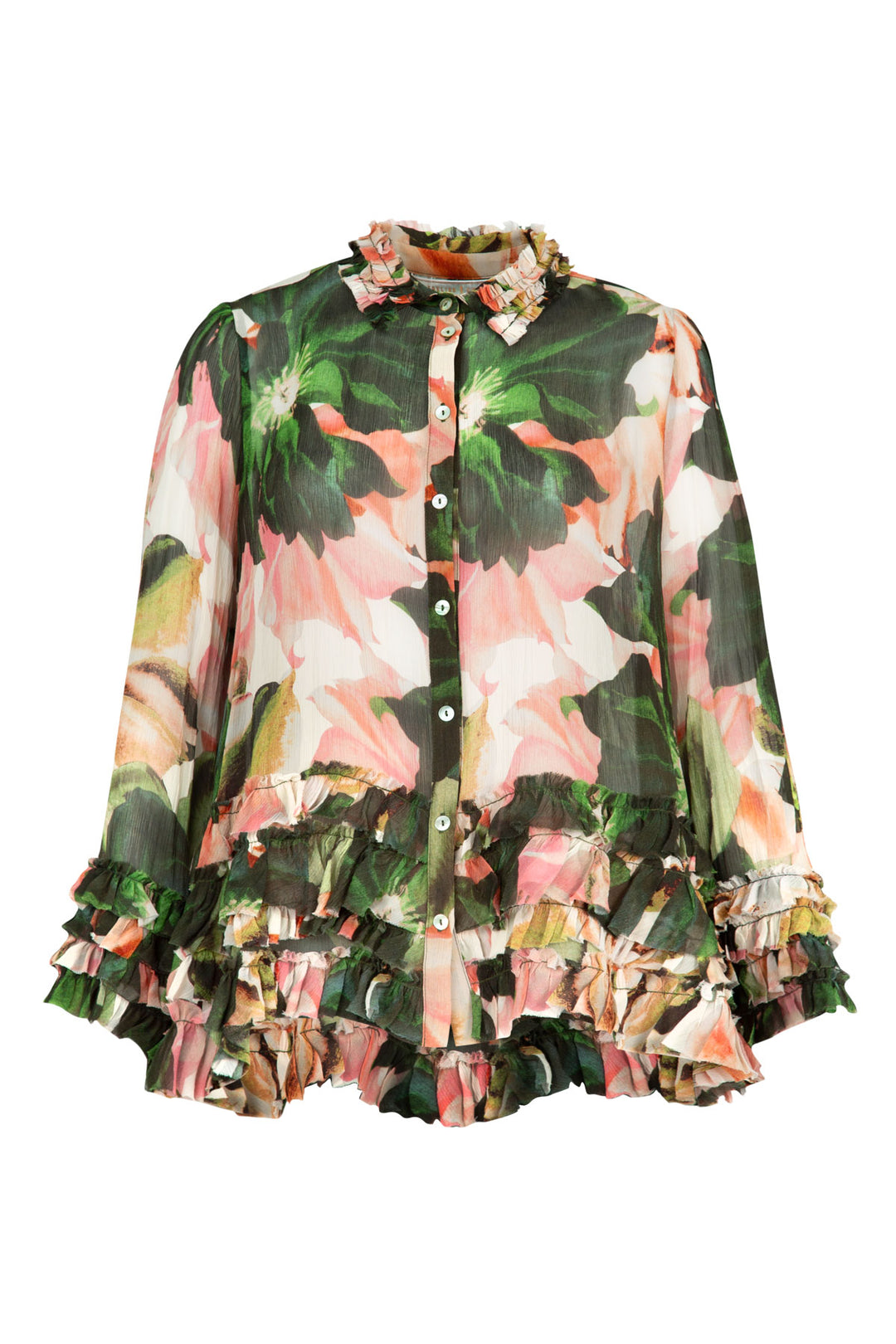 YOU GIVE ME THE FRILLS Blouse (Pink / Green Floral)