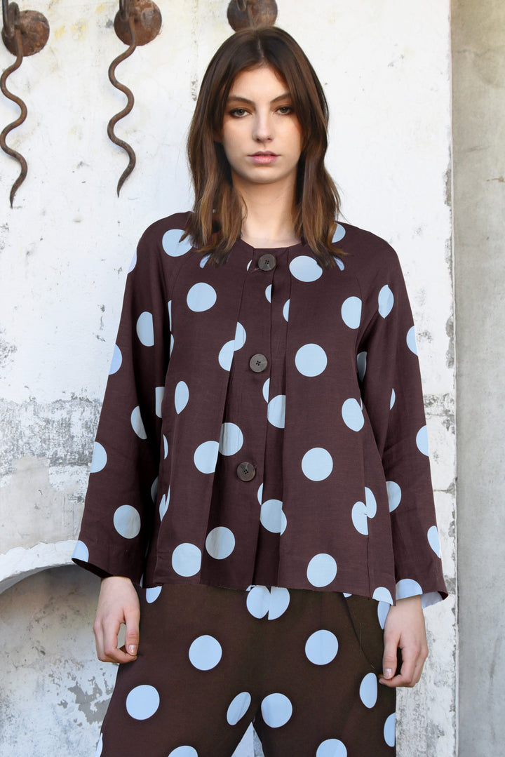 TIME TO SWING Jacket (Chocolate / Blue spot)