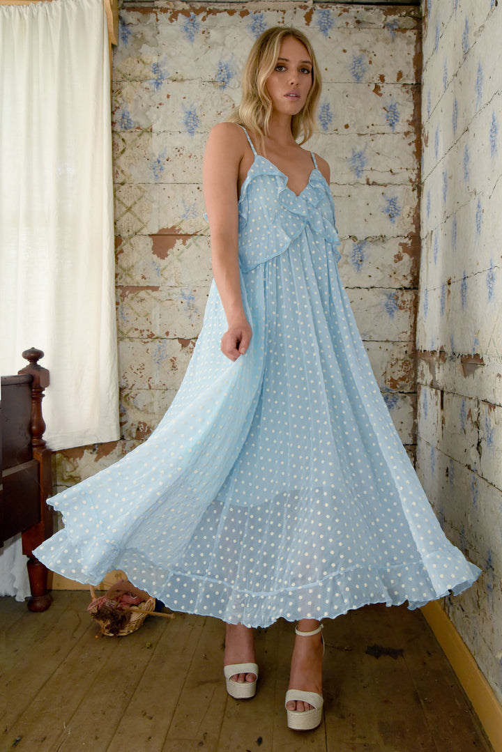 FRILL YOU STILL LOVE ME DRESS (DUSTY BLUE)