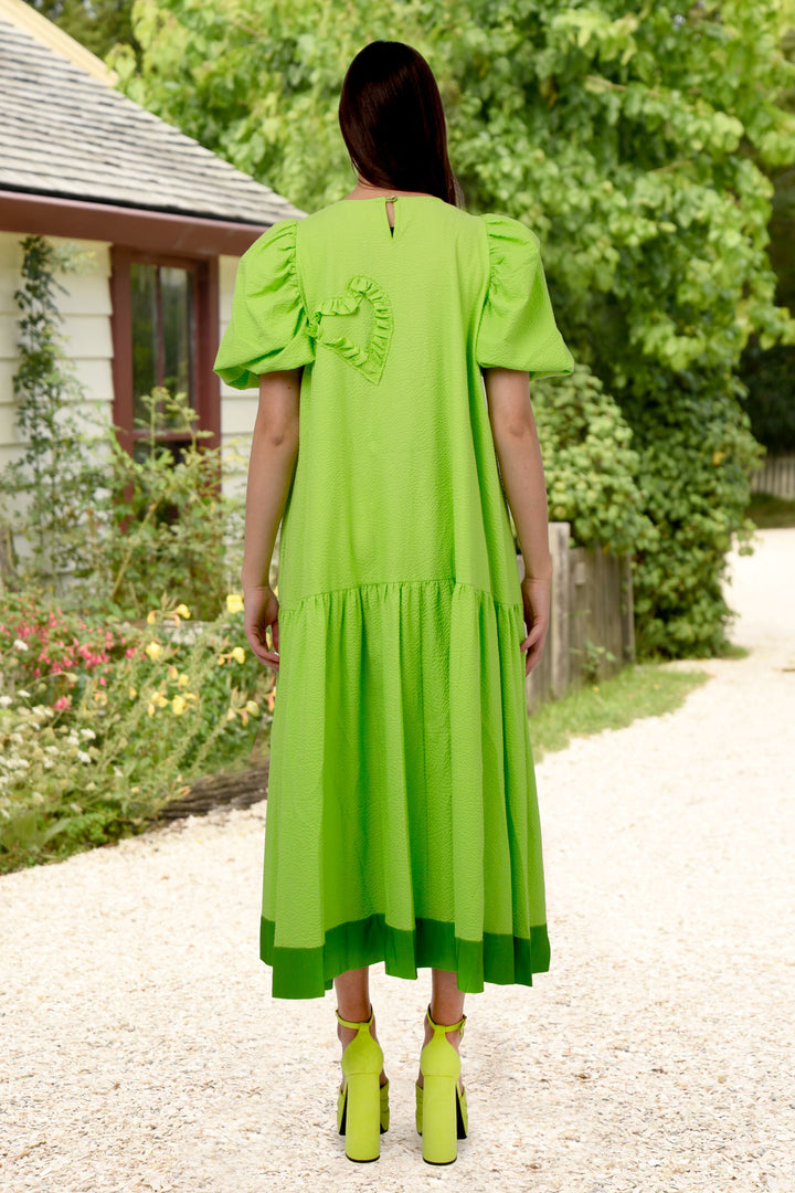 RACING HEARTS DRESS (Lime)