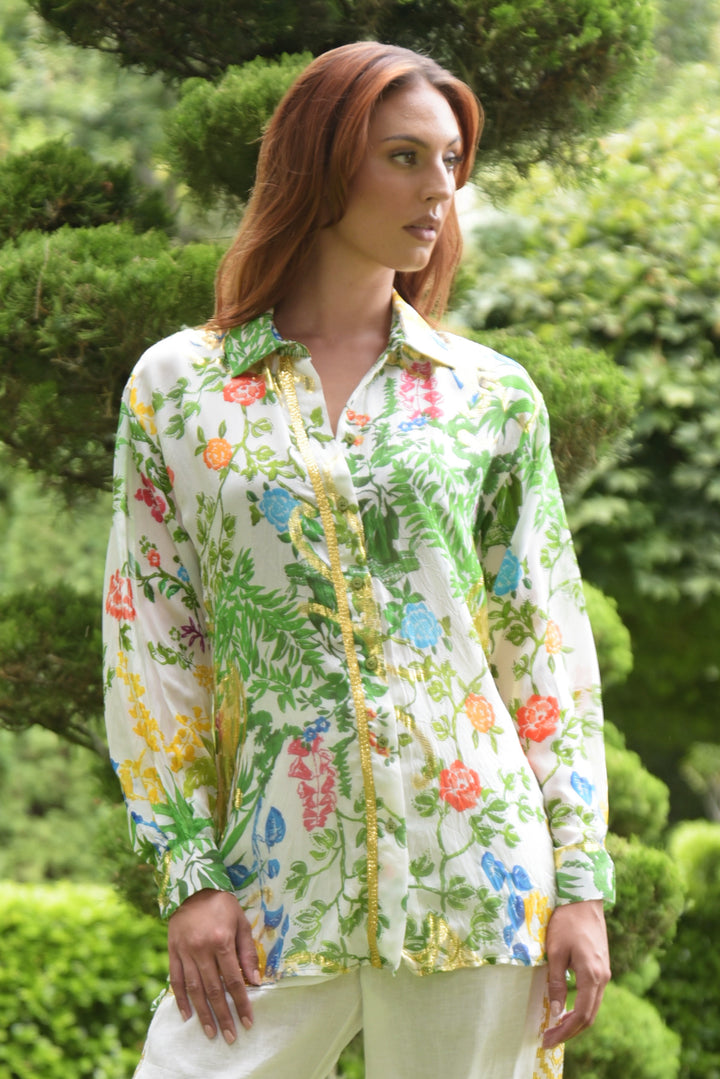 Drift Away Shirt (Green Floral)