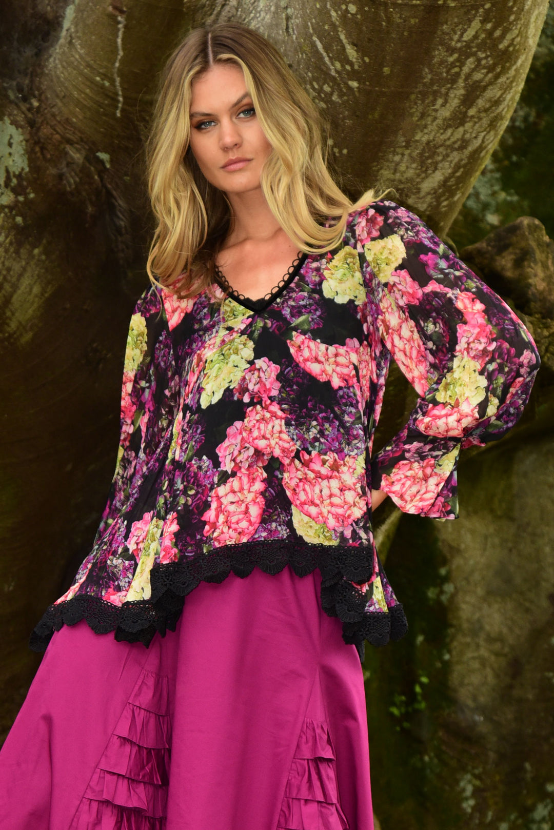 MILES PER FLOWER Top (DARK FLORAL)