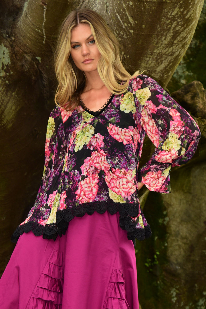 MILES PER FLOWER Top (DARK FLORAL)