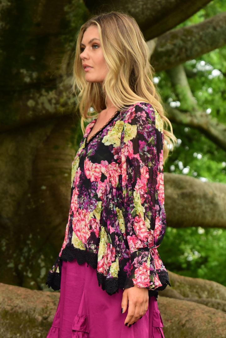 MILES PER FLOWER Top (DARK FLORAL)