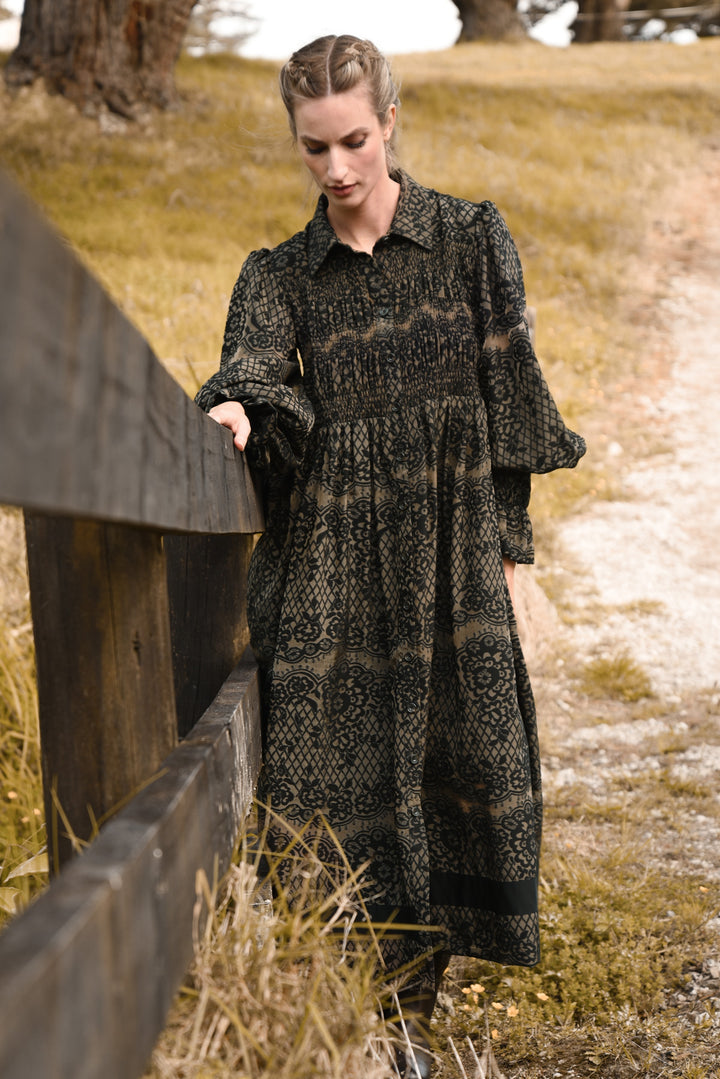 AFTER DARK Dress (Olive/Black)