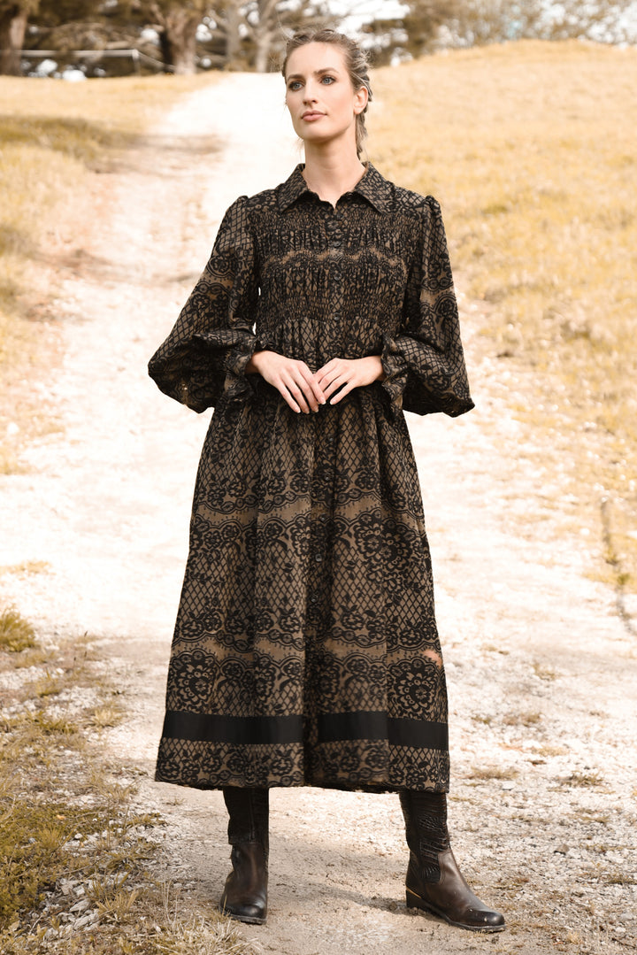 AFTER DARK Dress (Olive/Black)