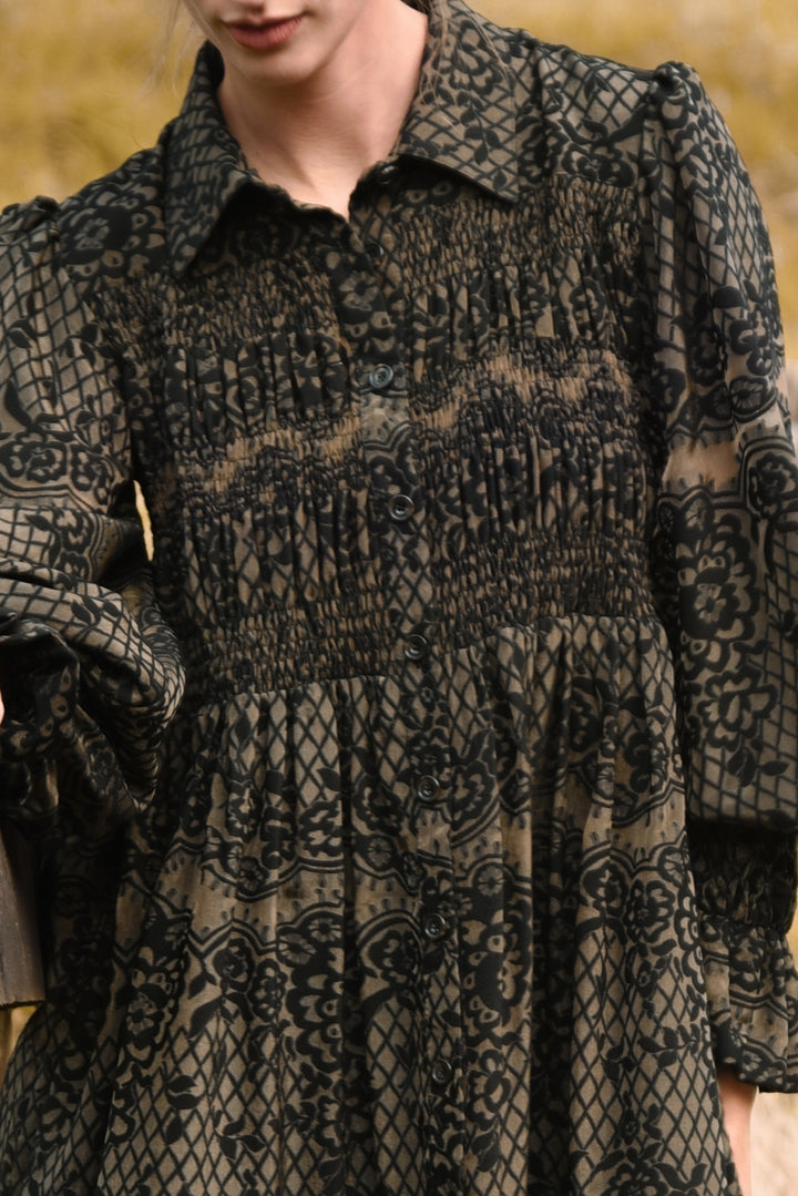 AFTER DARK Dress (Olive/Black)