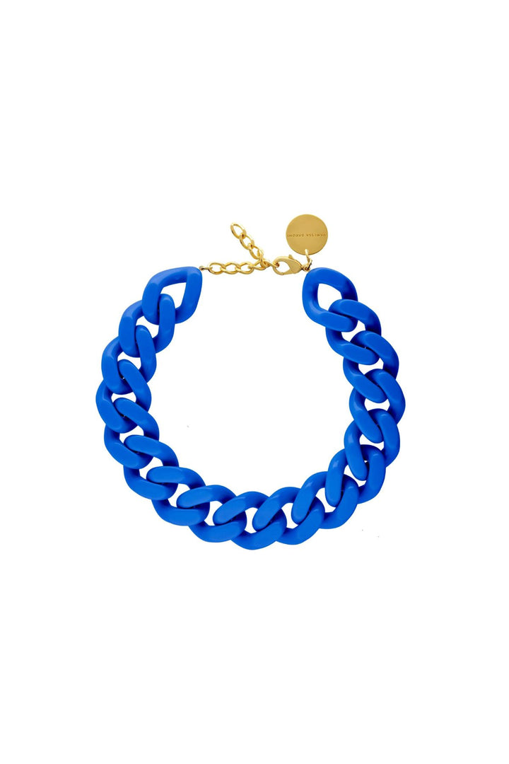 Big Flat Chain Necklace (Blue)