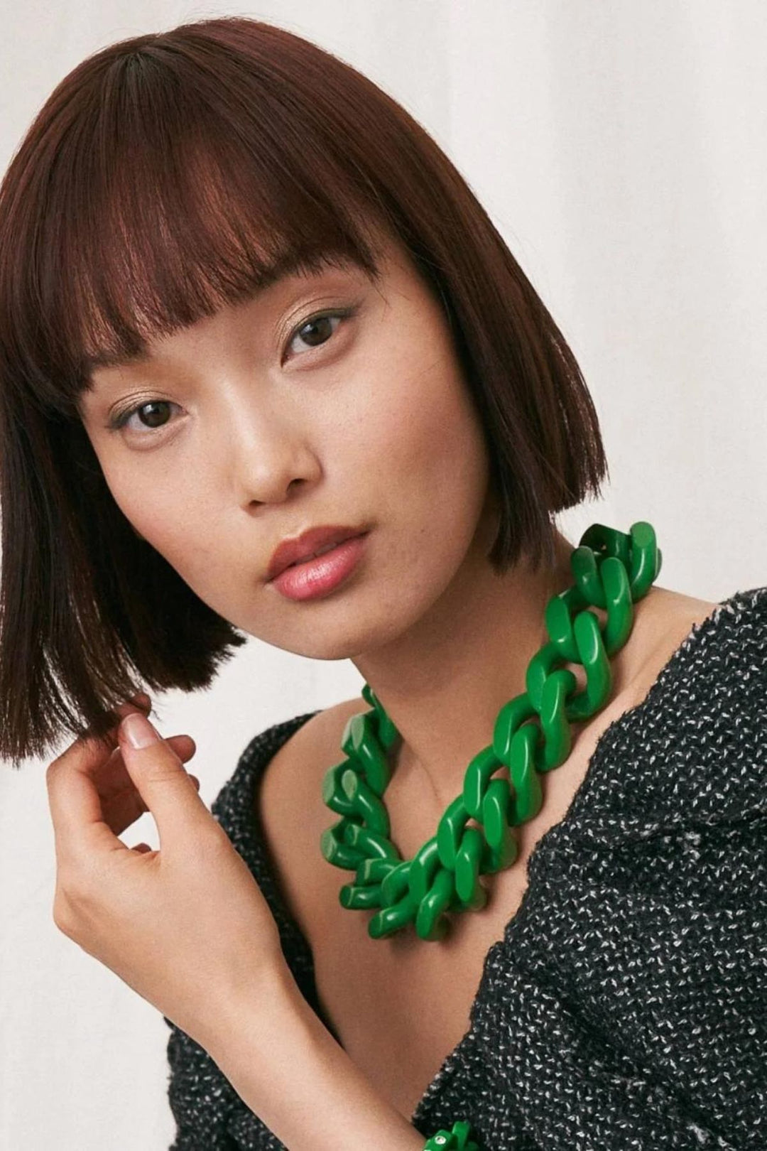 Big Flat Chain Necklace (Green)