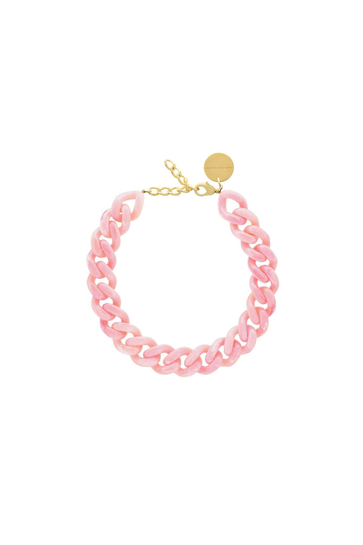 Flat chain necklace (Neon Pink Marble)
