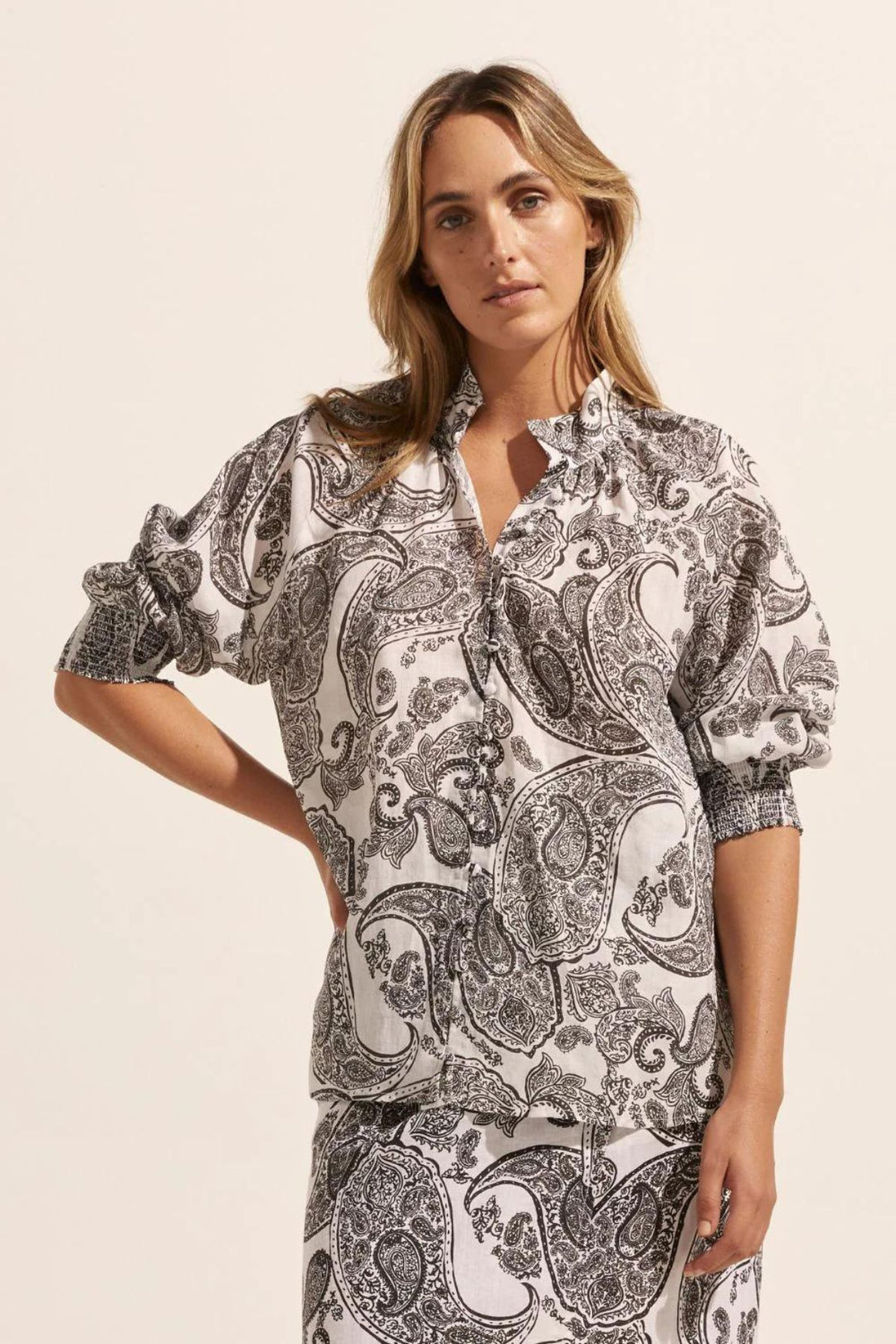 Carousel Top (Black Paisley)