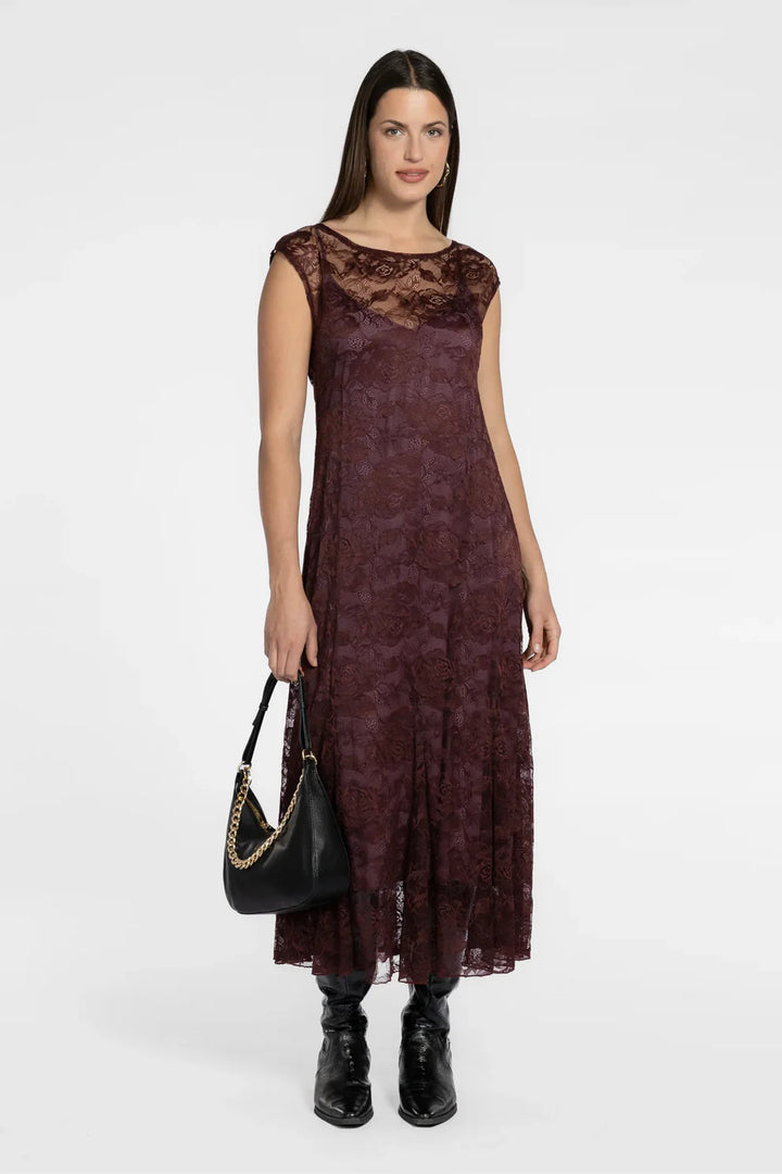 BOWIE GODET DRESS (raisin)