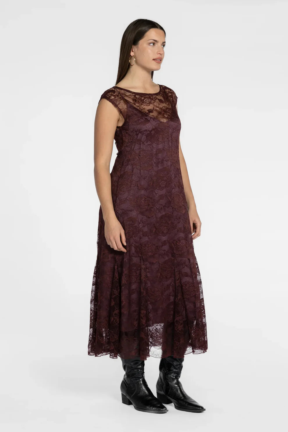 BOWIE GODET DRESS (raisin)