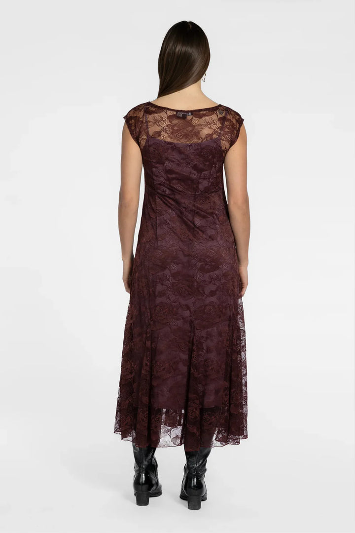 BOWIE GODET DRESS (raisin)