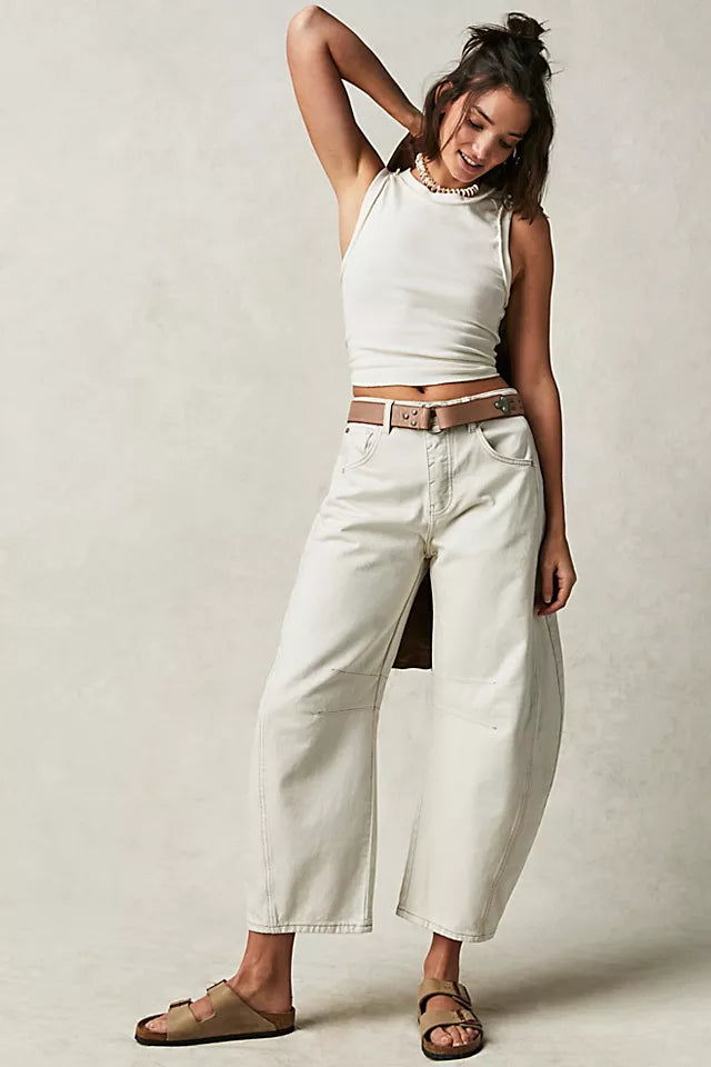 Good Luck Mid-Rise Barrel Jean (Milk)