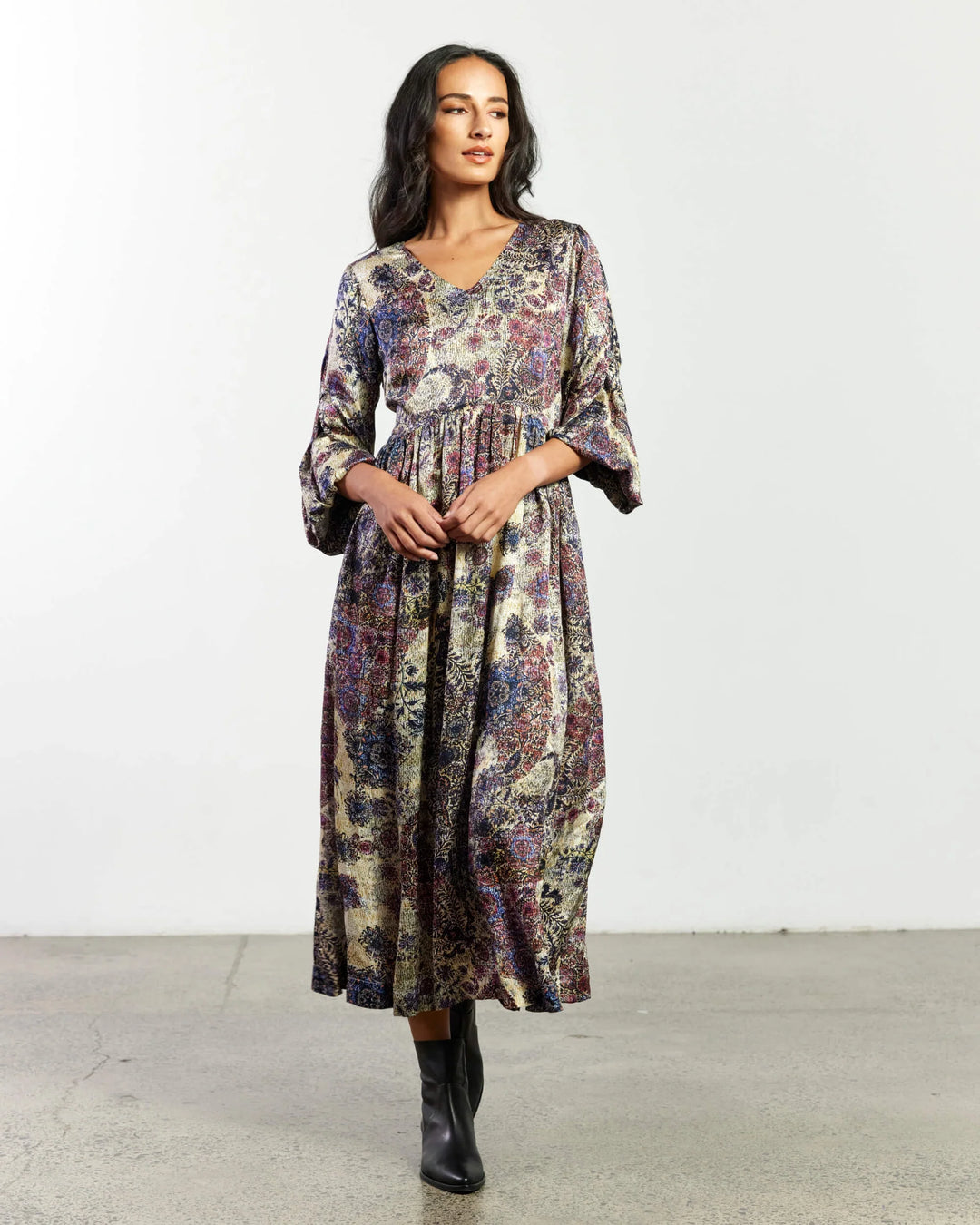 Maddalena Dress (Ivory / Navy)