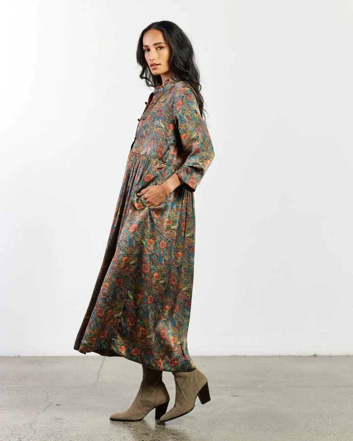 Natalia Dress (Taupe Paisley)