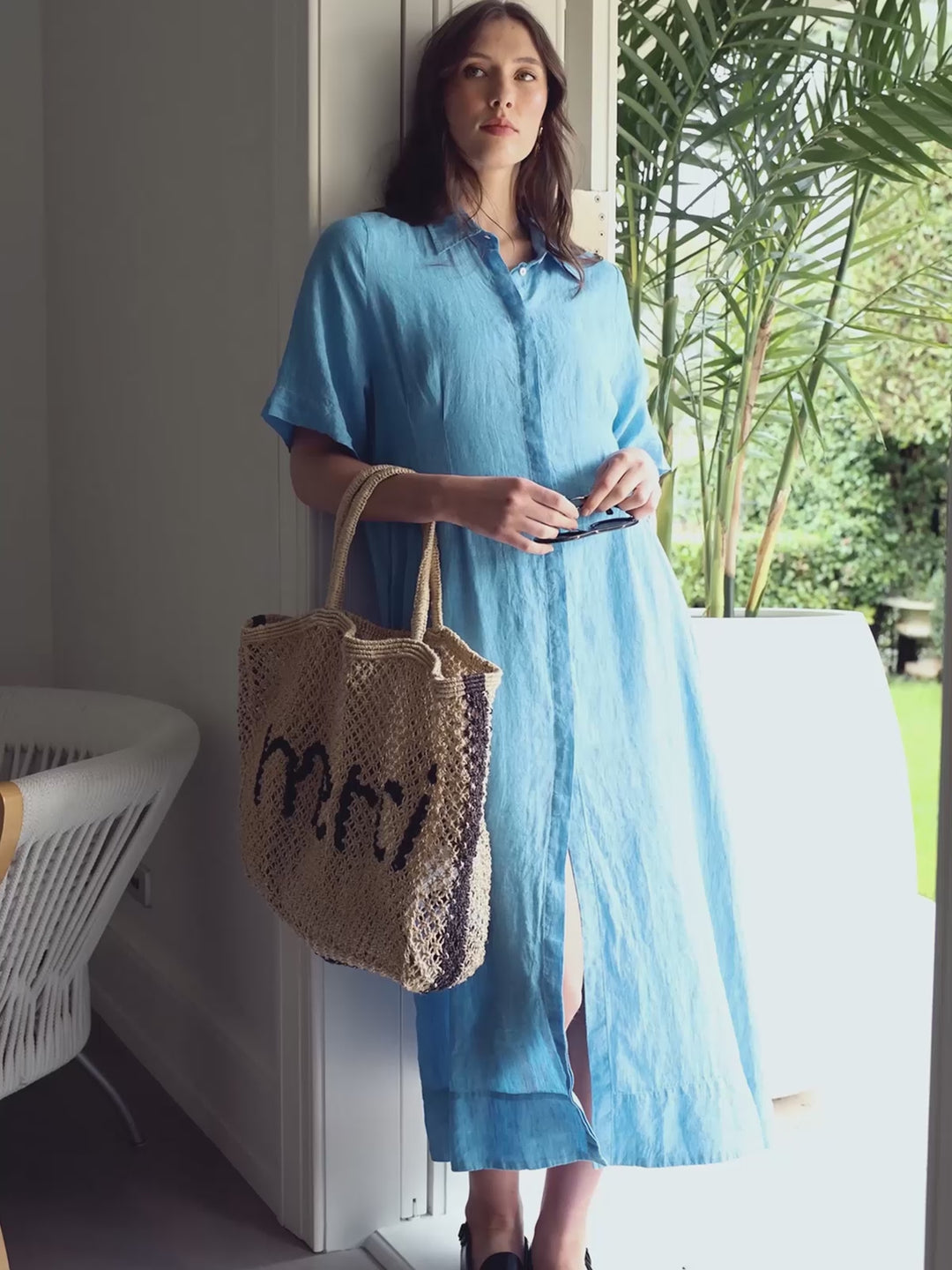 Maddy Linen Dress (Lagoon Blue)