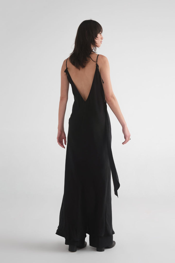 Tie Exude Slip Dress (Black)