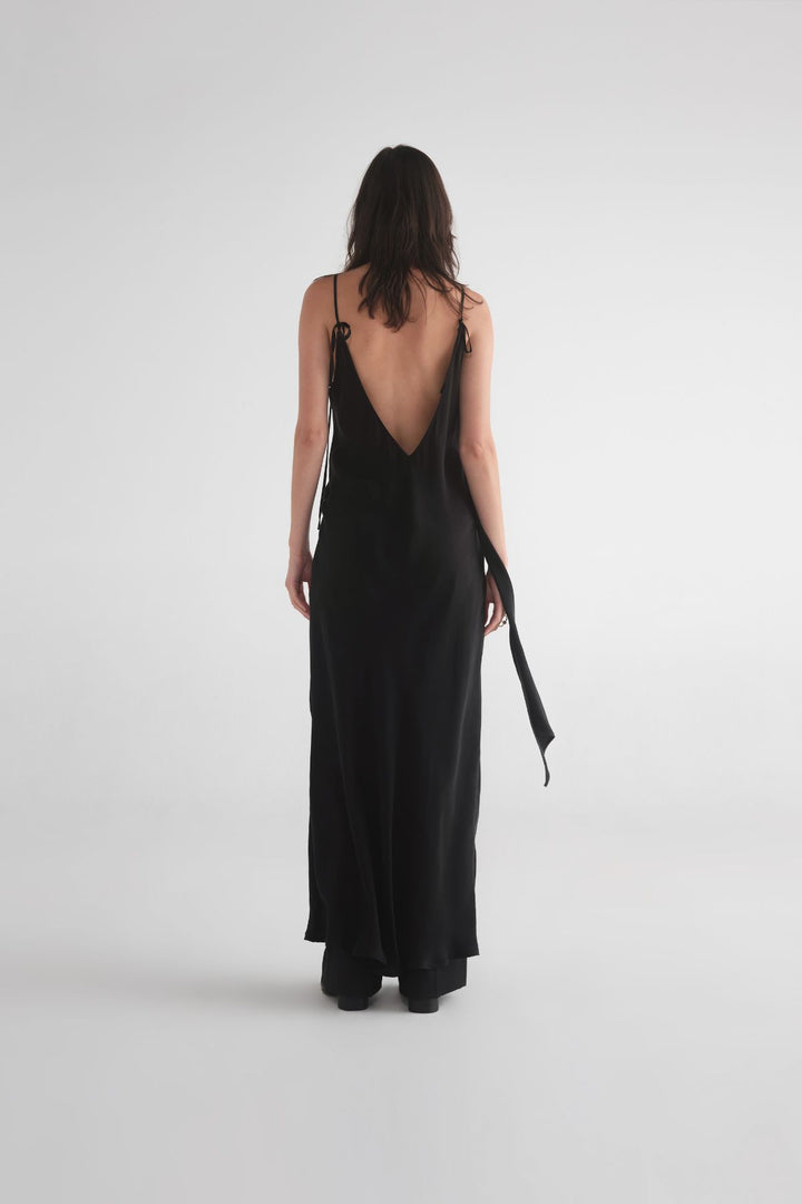 Tie Exude Slip Dress (Black)