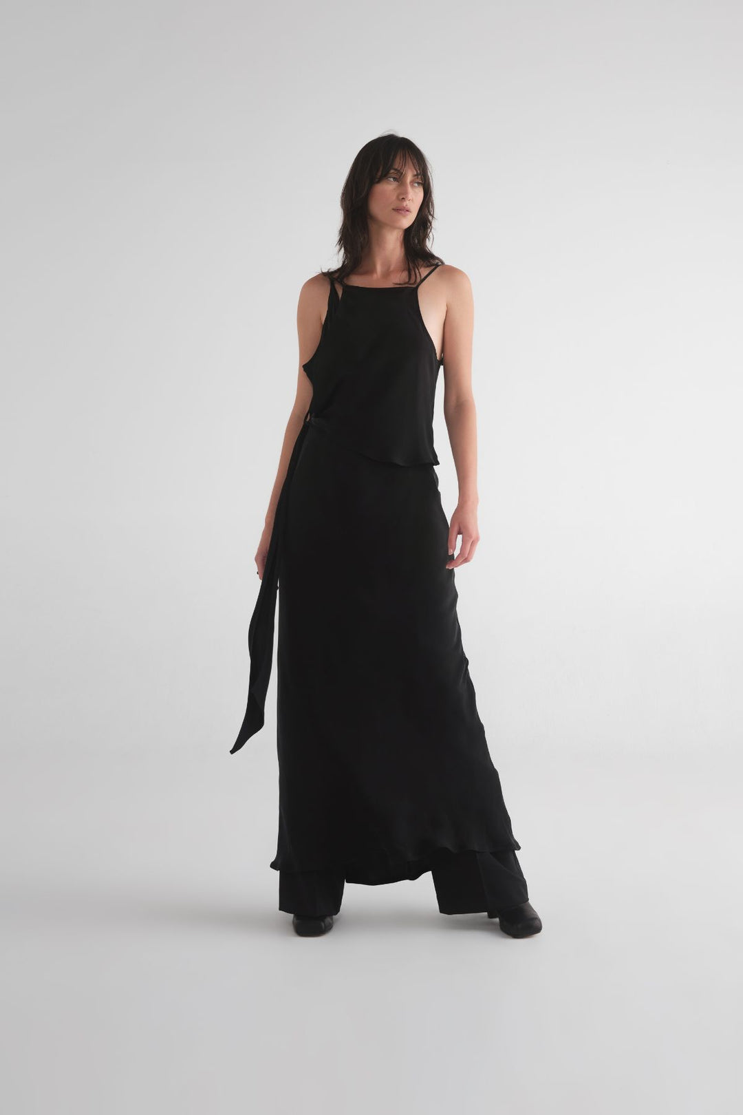 Tie Exude Slip Dress (Black)