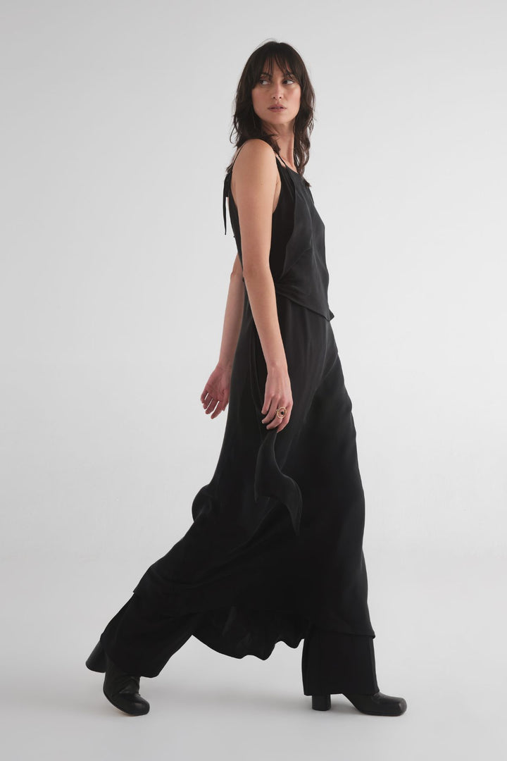 Tie Exude Slip Dress (Black)