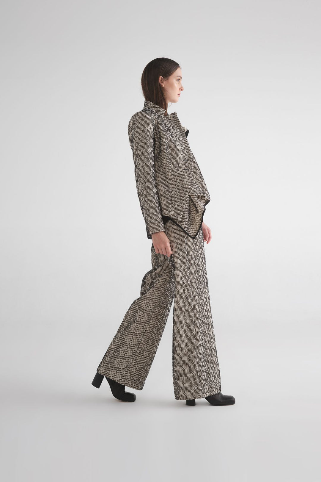 Textured Draped Sequence Jacket (Black/Ivory)
