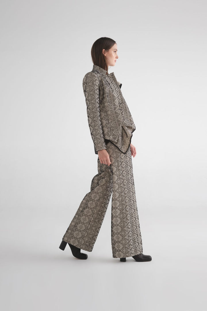 Textured Draped Sequence Jacket (Black/Ivory)