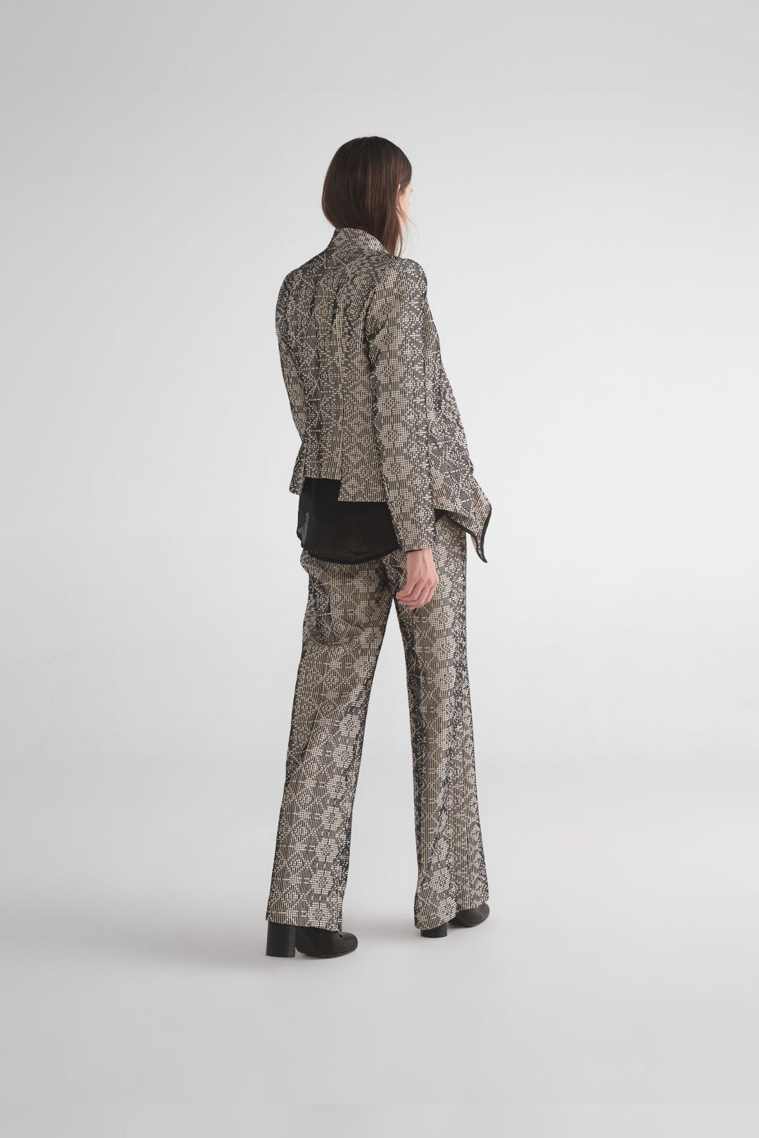 Textured Draped Sequence Jacket (Black/Ivory)