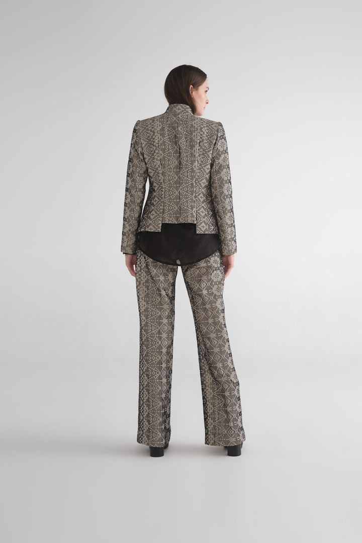 Textured Draped Sequence Jacket (Black/Ivory)