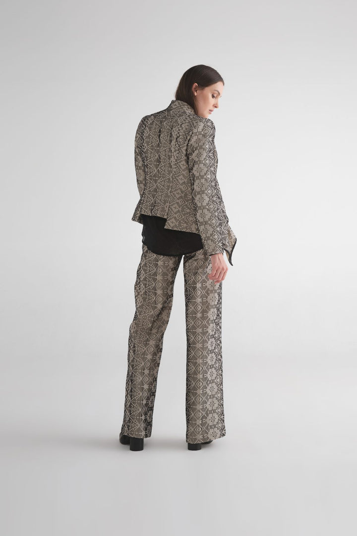 Textured Draped Sequence Jacket (Black/Ivory)
