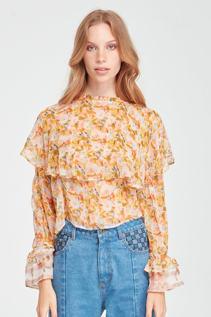 A VINTAGE TOP Top (YELLOW FLORAL)