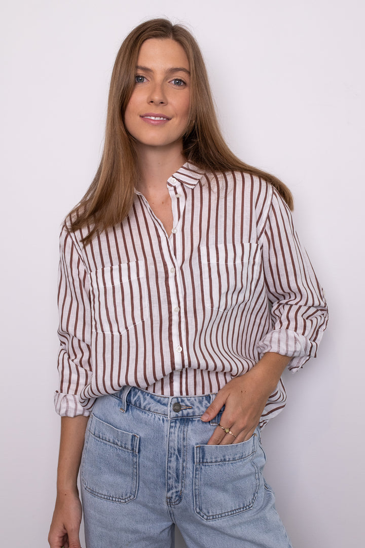 The Boyfriend Shirt (Nutmeg Stripe)