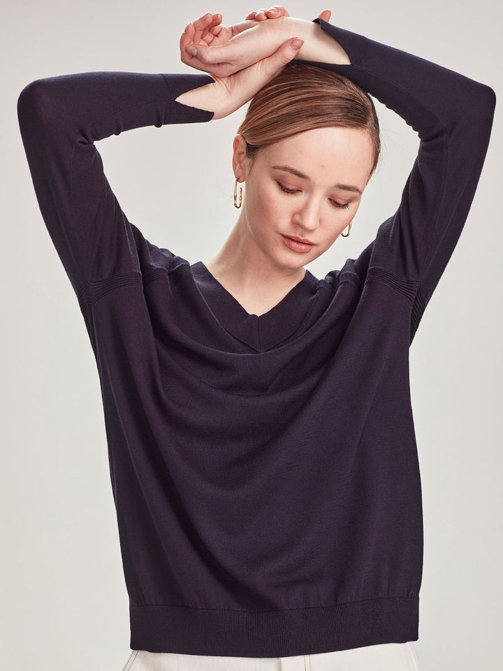 Madison V Neck Sweater (French Navy)