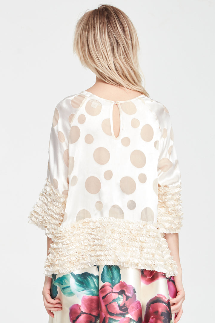 RUFFLE HUNTING Top (Ivory Spot)