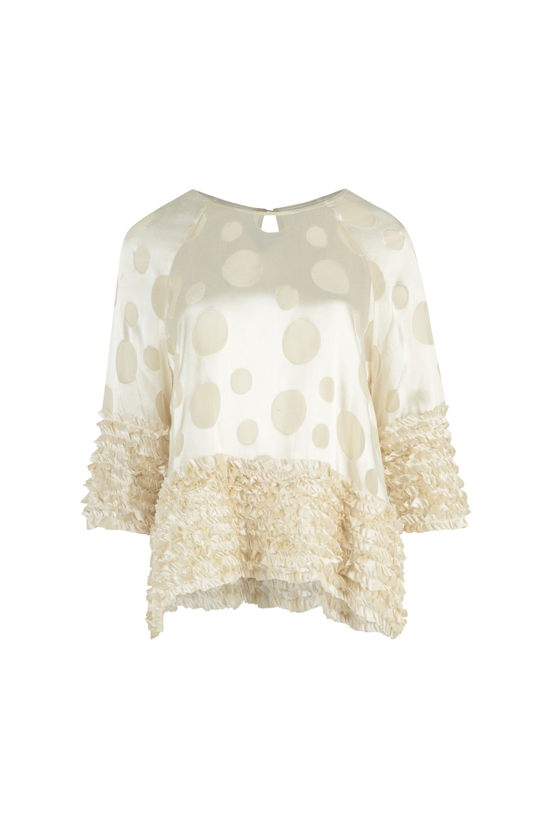 RUFFLE HUNTING Top (Ivory Spot)