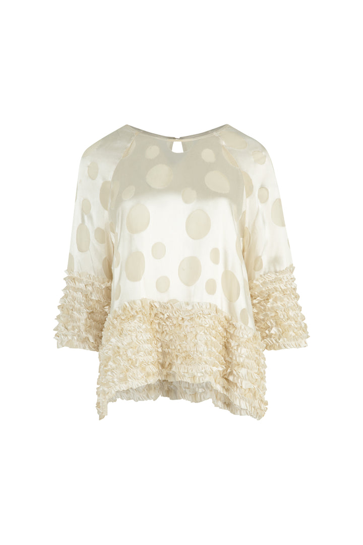 RUFFLE HUNTING Top (Ivory Spot)