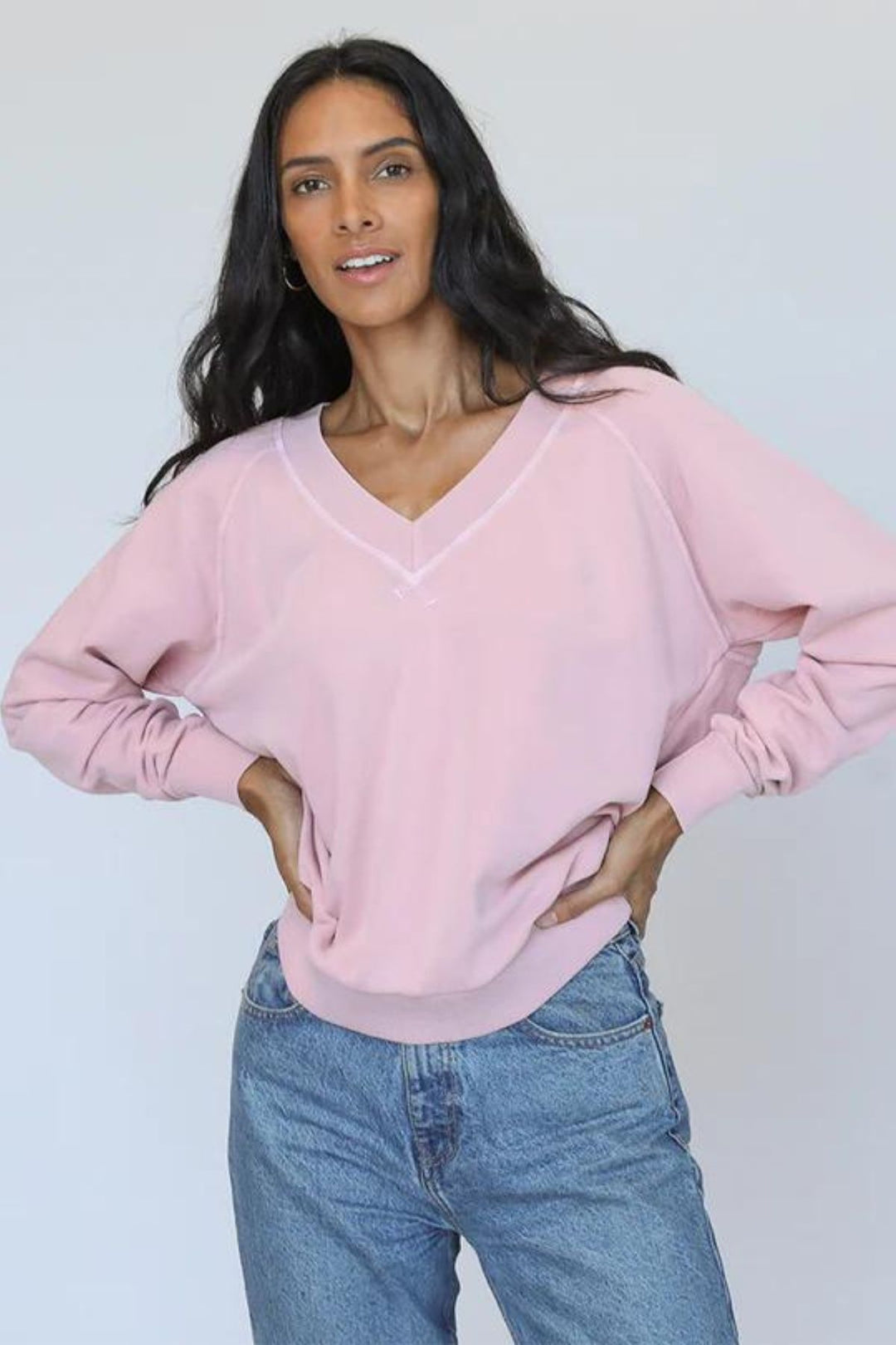 Sinead V Neck Sweatshirt (Vintage Pink)