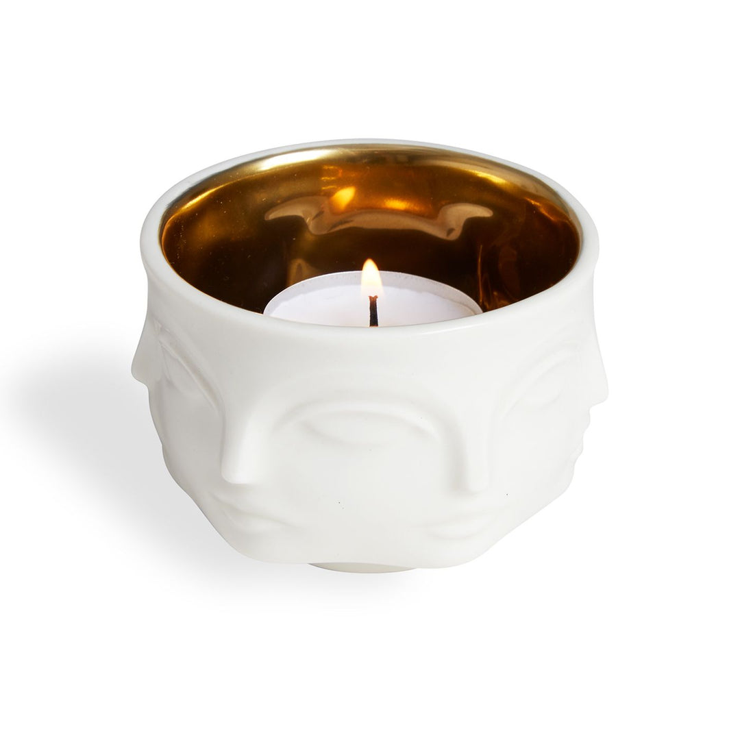 Muse Votive Holder (White / gold interior)