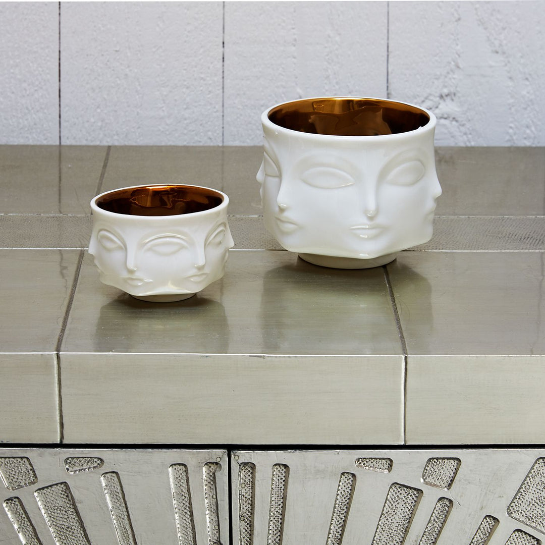 Muse Votive Holder (White / gold interior)