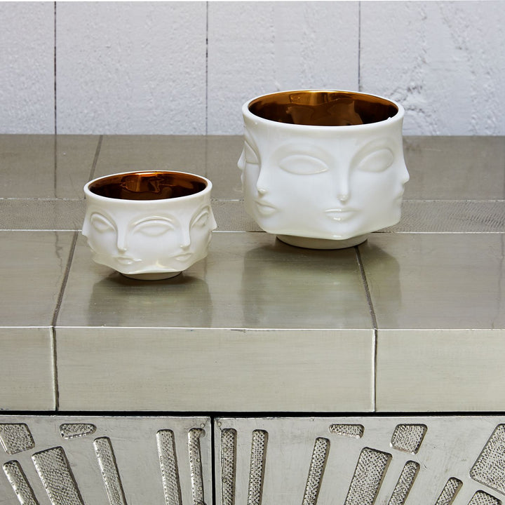 Muse Votive Holder (White / gold interior)